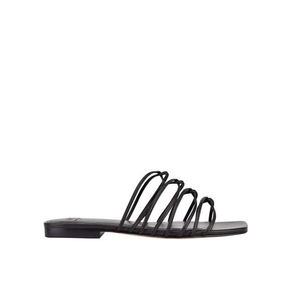 MARC FISHER Womens Black Marcio Square Toe Slip On Leather Slide Sandals 6.5 M - Picture 3 of 4